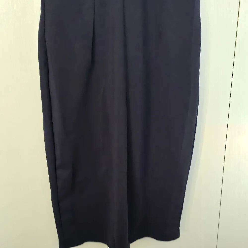 Sleeveless Lace Sheer Deep V-Neck A Line Navy Dress Size S - Picture 2 of 10